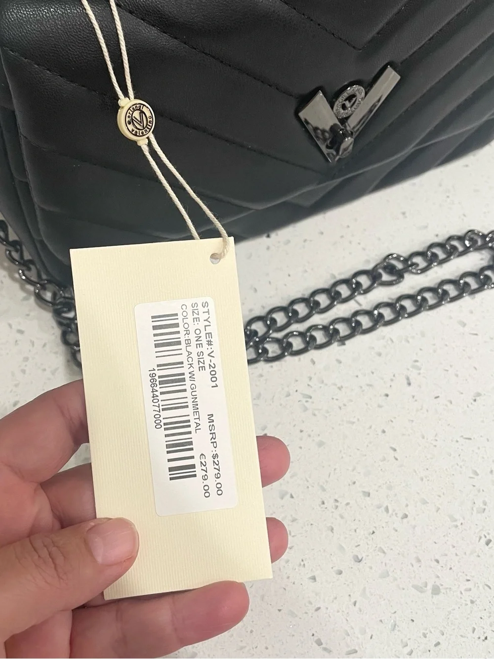 Valentino Orlandi Black Quilted Vegan Leather Crossbody Bag